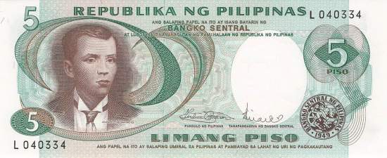 Philippinen 5 Piso 1969 p143b